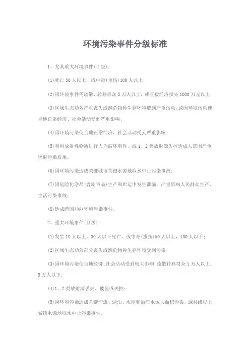环境污染事件分级标准