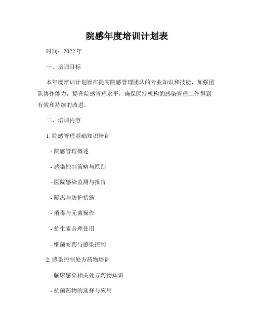 院感年度培训计划表