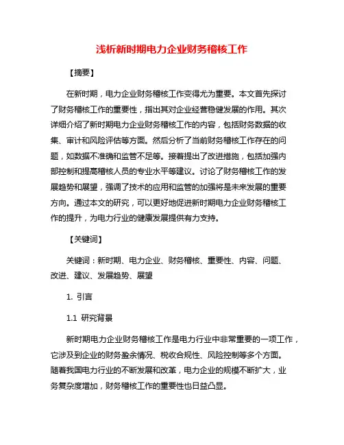 浅析新时期电力企业财务稽核工作