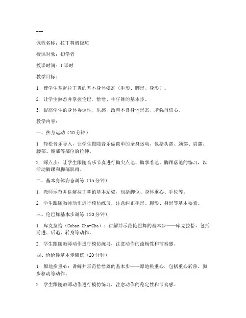 拉丁初级班教案模板范文
