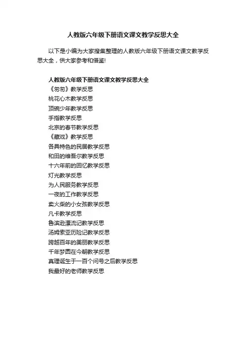 人教版六年级下册语文课文教学反思大全