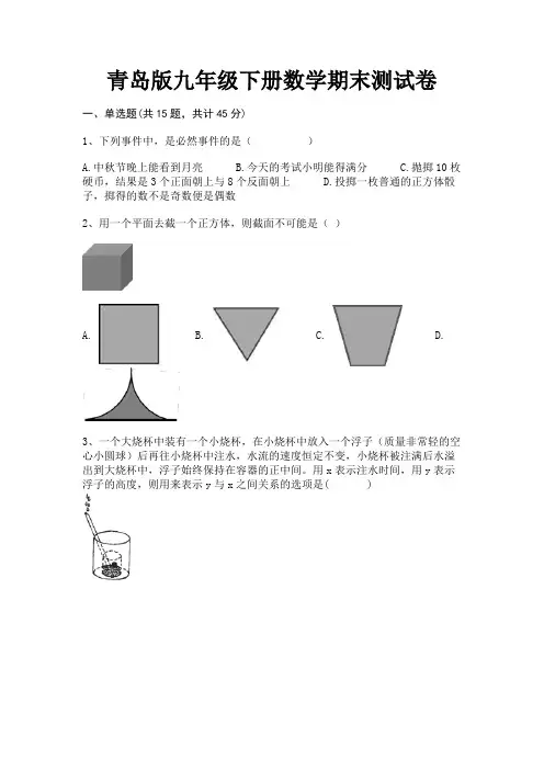 【完整版】青岛版九年级下册数学期末测试卷