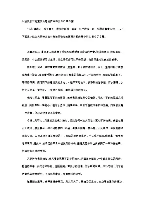 高中作文-以被风吹过的夏天为题的高中作文800字5篇