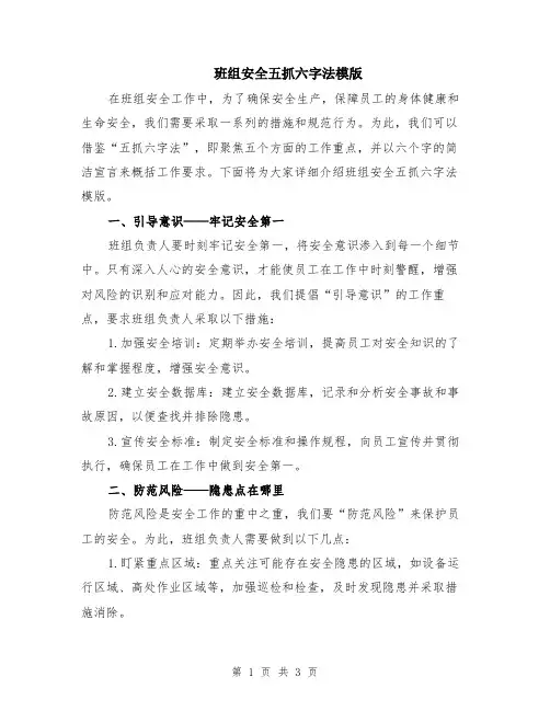 班组安全五抓六字法模版