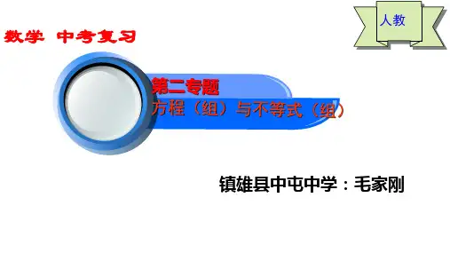 中考数学第二专题 方程(组)与不等式(组) 考点系统复习 课件 45张人教版 中考
