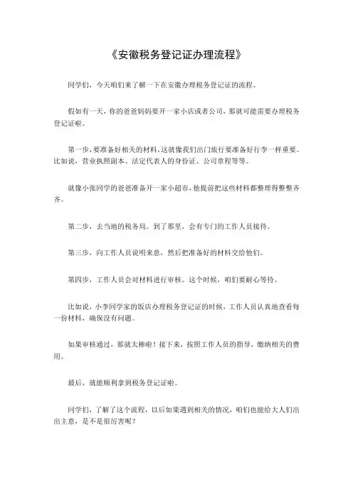 安徽税务登记证办理流程