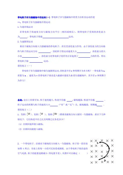 山东省乐陵市第一中学高中物理选修3-1学案 3.6带电粒