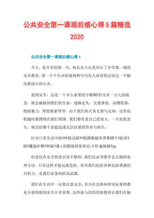 公共安全第一课观后感心得5篇精选2020
