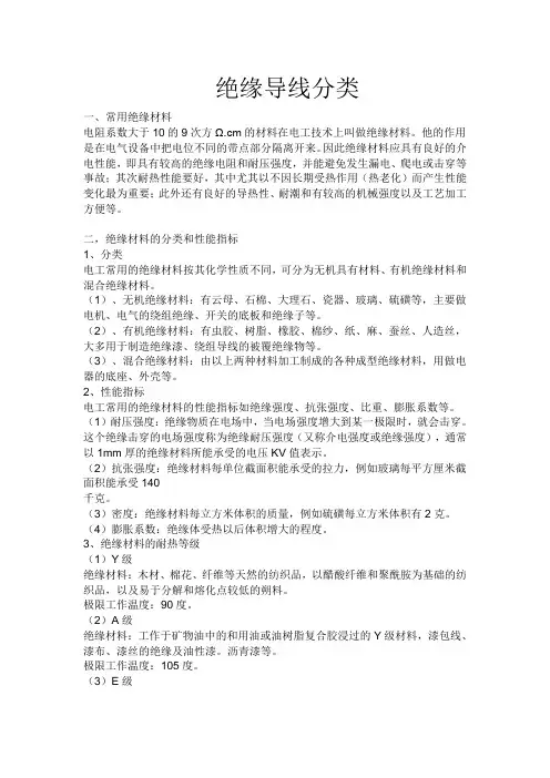 绝缘导线分类
