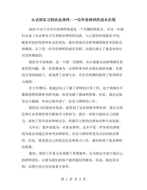 从法律实习到执业律师：一位年轻律师的成长历程