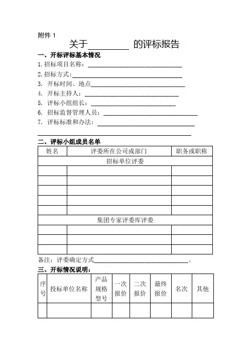 评标报告的格式
