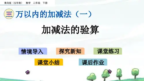 青岛版(五年制)数学二年级下册《第三单元  万以内的加减法(一)3.6 加减法的验算》教学课件