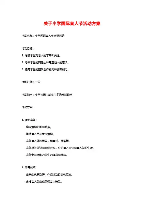 关于小学国际盲人节活动方案