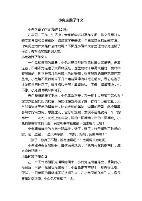 小兔迷路了作文（精选12篇）