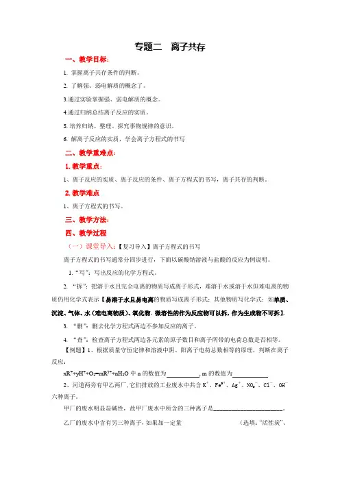 离子共存教案