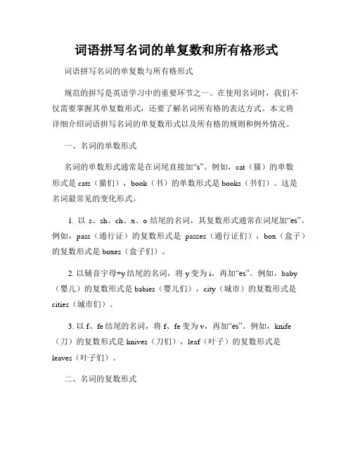 词语拼写名词的单复数和所有格形式