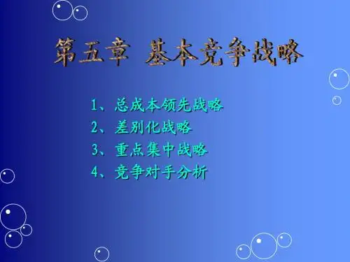第五章 基本竞争战略