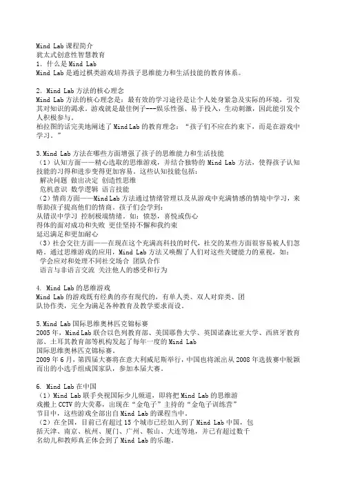 Mind Lab课程简介