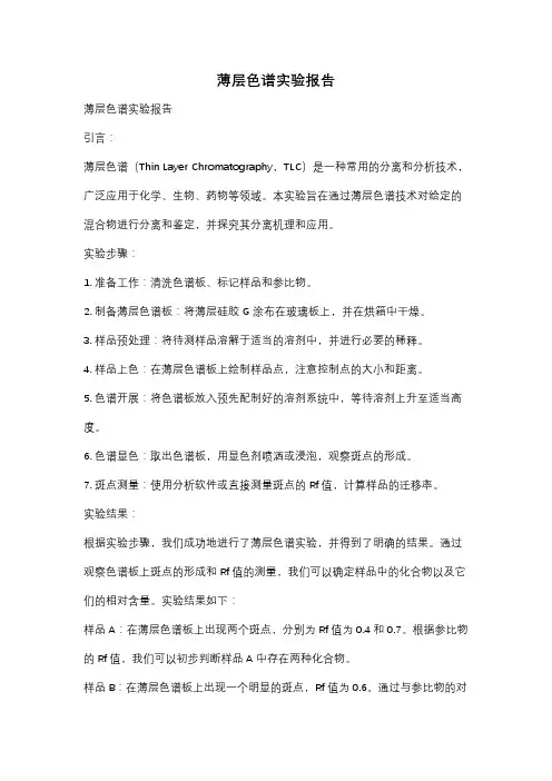 薄层色谱实验报告