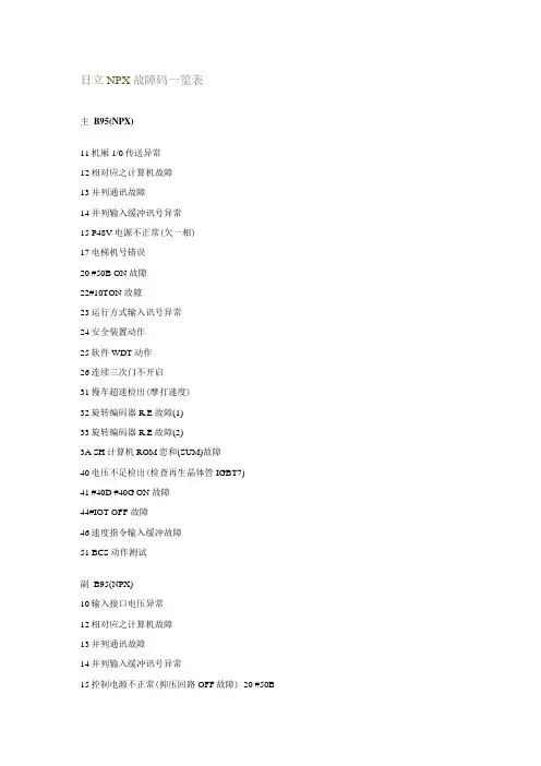 日立NPX故障码一览表