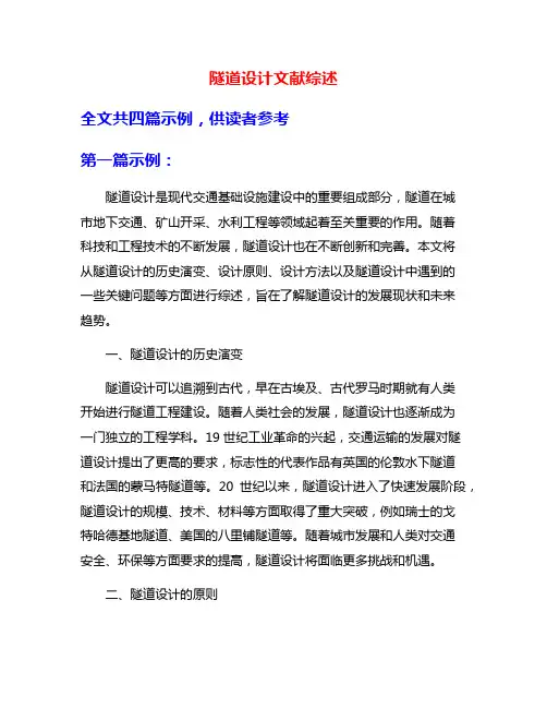 隧道设计文献综述