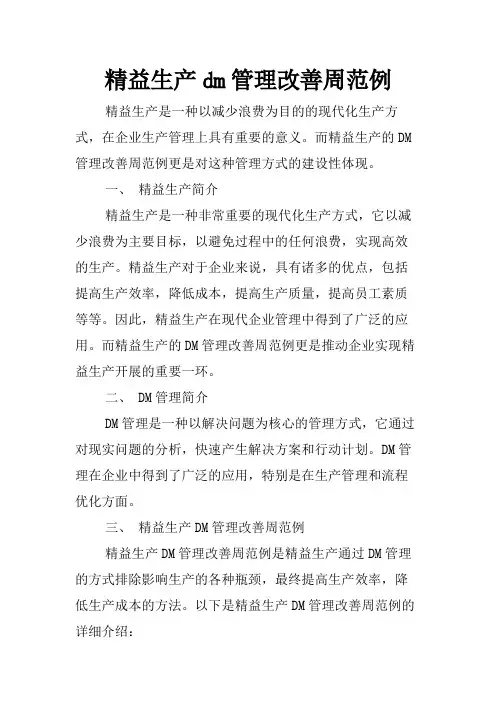 精益生产dm管理改善周范例