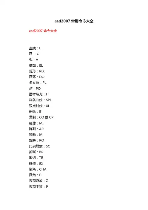 cad2007常用命令大全