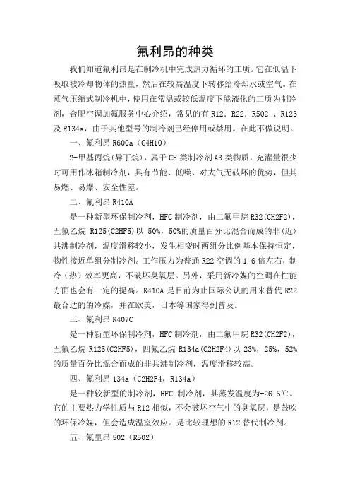 氟利昂的种类