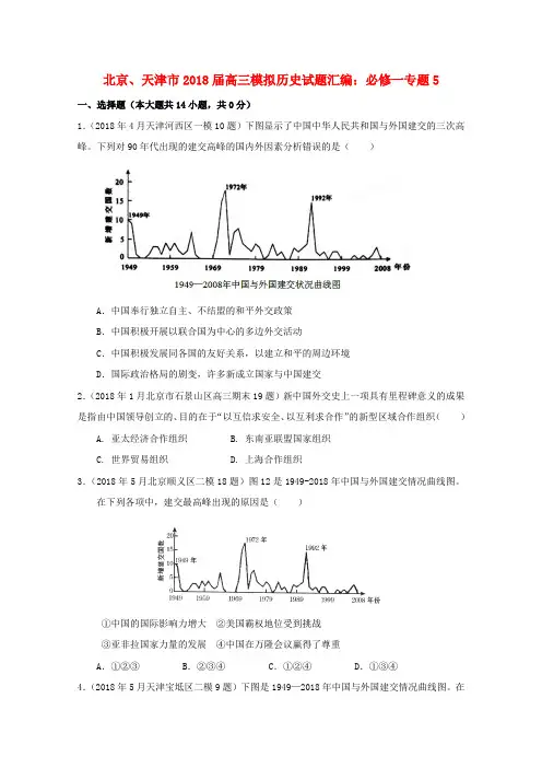 最新-北京、天津市2018届高三历史 模拟试题汇编与解析 专题5 人民版必修1 精品