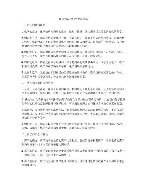 化学知识点归纳整理总结