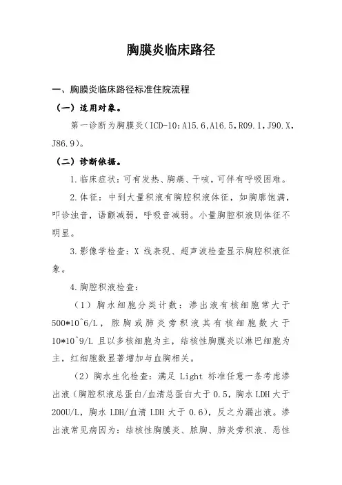 胸膜炎和胸腔积液临床路径