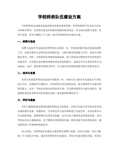 学校师资队伍建设方案