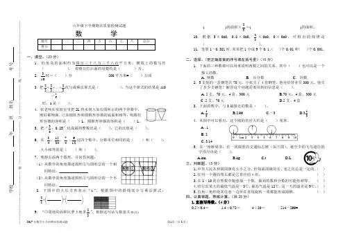人教版六年级数学小升初数学试卷