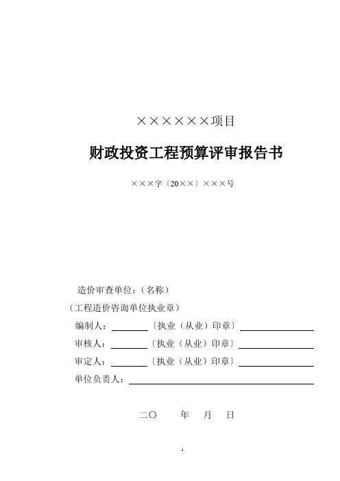 预算评审报告模板