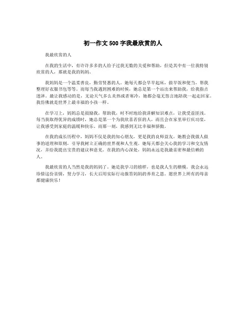 初一作文500字我最欣赏的人