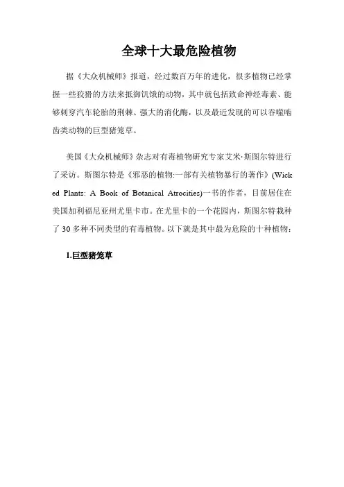 全球十大最危险植物