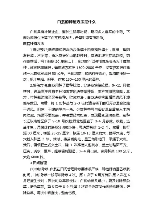 白芨的种植方法是什么