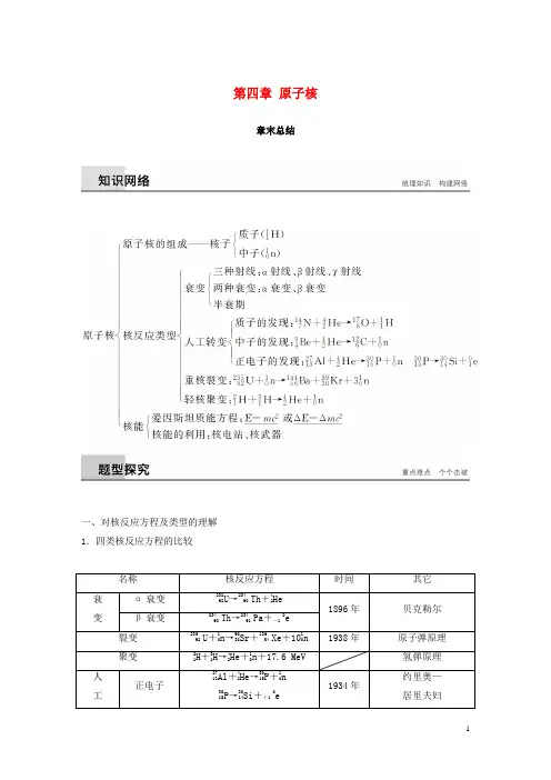高中物理第四章原子核章末总结教学案粤教版选修3_5