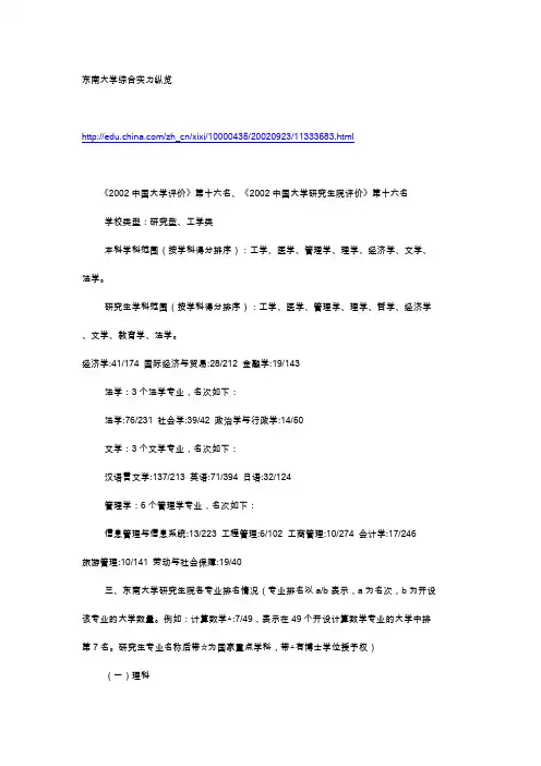 东南大学综合实力纵览