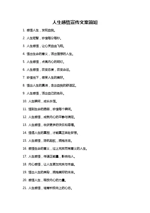 人生感悟宣传文案简短