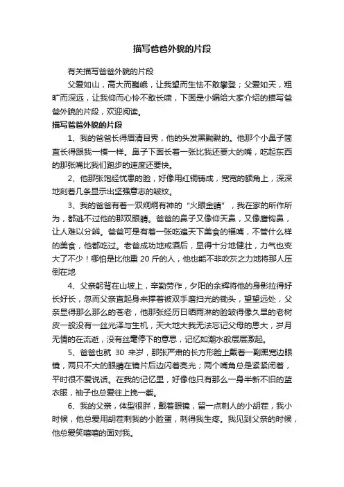 有关描写爸爸外貌的片段