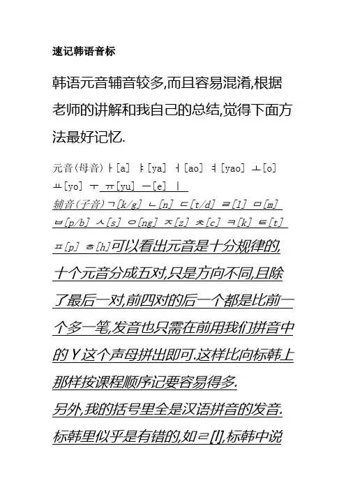 速记韩语音标