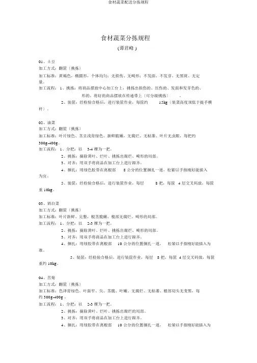 食材蔬菜配送分拣规程