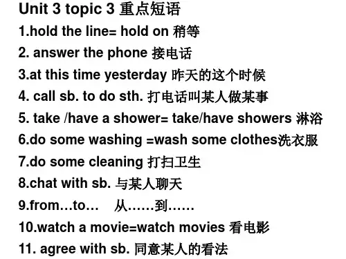 仁爱英语八年级上unit3topic3重点短语