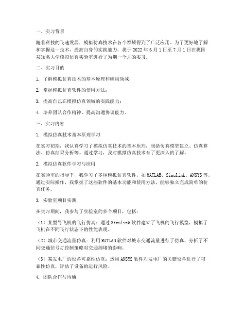 模拟仿真实验室实习报告