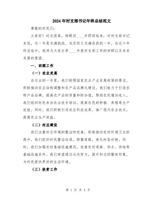 2024年村支部书记年终总结范文