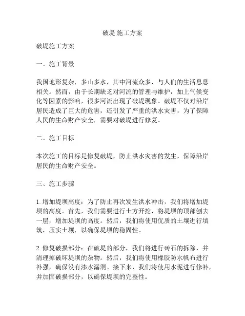 破堤 施工方案