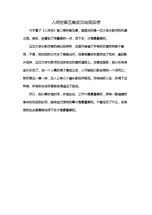 人间世第五集武汉站观后感