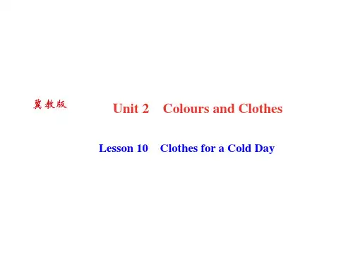 2019-2020学年冀教版(河北)七年级英语上册作业课件：Lesson 10 Clothes for a Cold Day (共14张PPT)