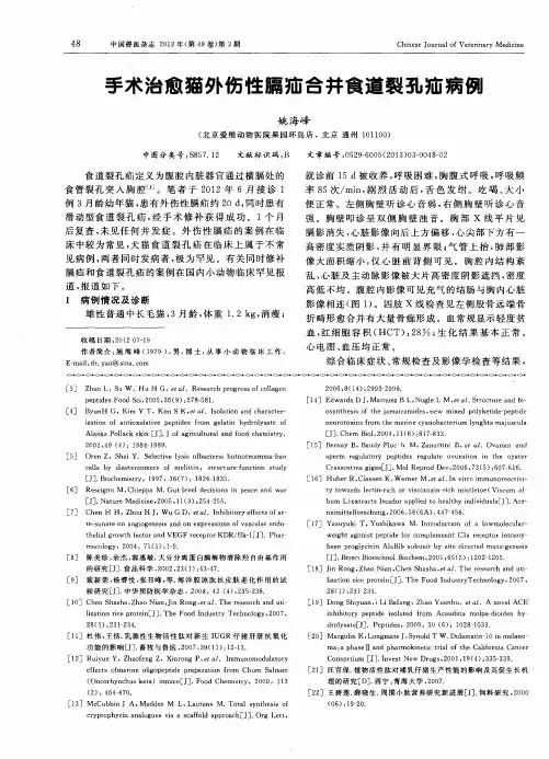 手术治愈猫外伤性膈疝合并食道裂孔疝病例